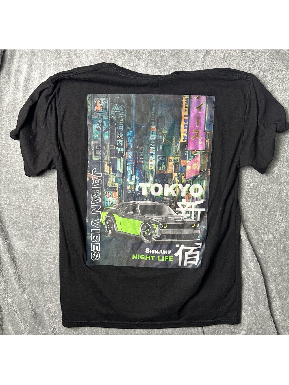 Dodge Challenger Hellcat Tokyo Japan Vibes Shinjuku Graphic T Shirt Large